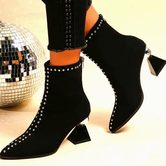 Ladies detailed heel boots sz 8 - Picture 3 of 6